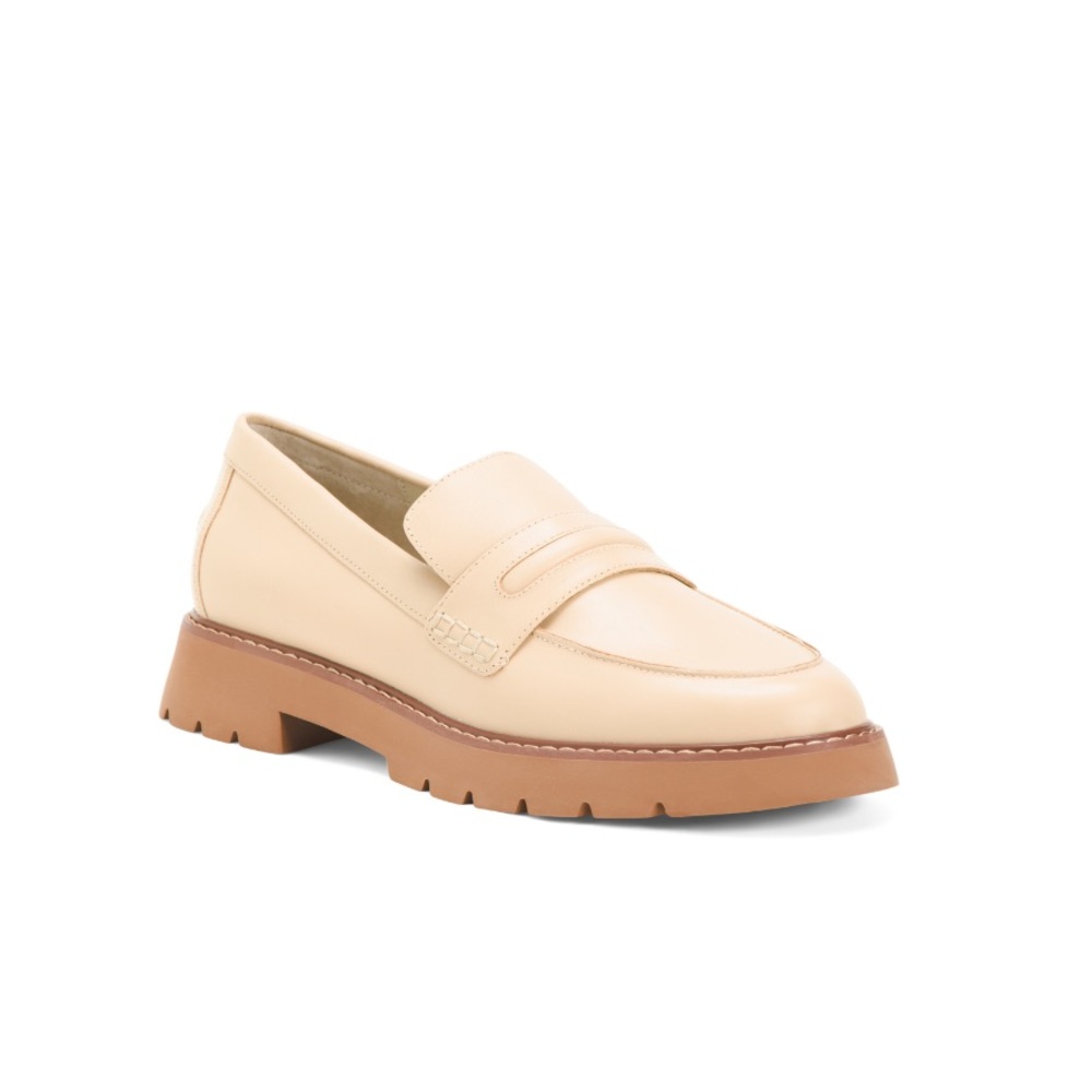 Sanctuary Westside Leather Loafers Cream Oatmilk & Tan Women’s Size 11 NEW
